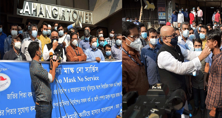 কারওয়ান বাজারে মাস্ক বিতরণ করলেন তথ্য প্রতিমন্ত্রী