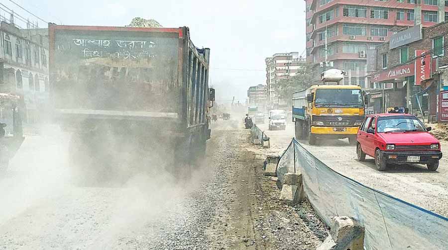 ঢাকা-ময়মনসিংহ মহাসড়কে ২৪ ঘণ্টাই থাকে ধুলার ঝড়