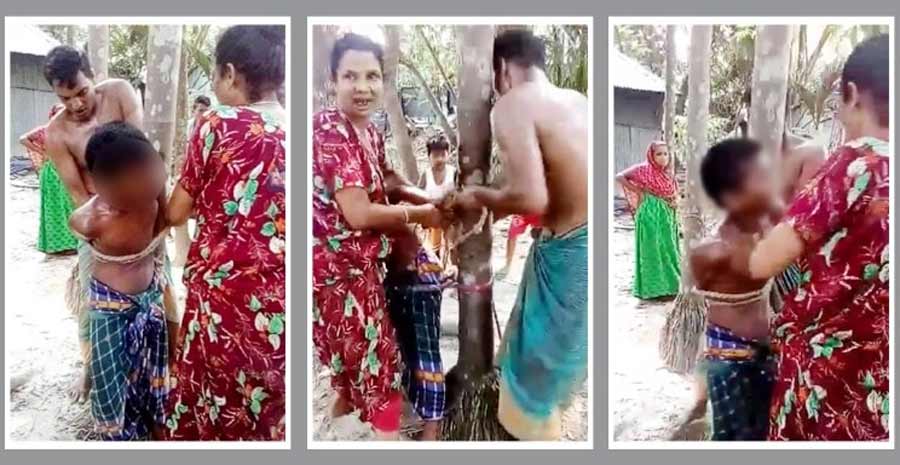 গৌরীপুরে চুরির অপবাদে শিশুকে গাছে বেঁধে নির্যাতন