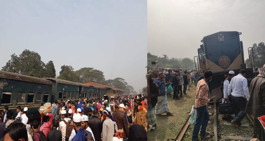 শ্রীপুরে মহুয়া এক্সপ্রেসের ইঞ্জিন ও দু’টি বগি লাইনচ্যুত