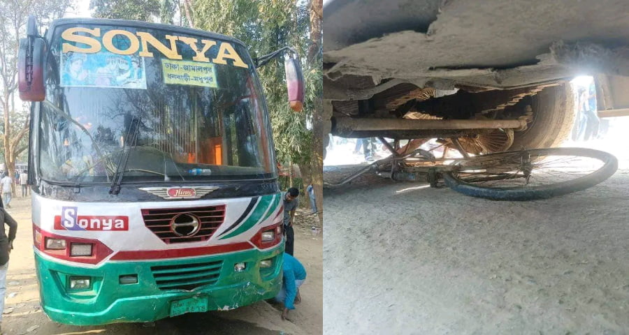 ঝিনাইগাতীর গজনীতে বাস চাপায় প্রাণ গেল আইসক্রীম বিক্রেতার