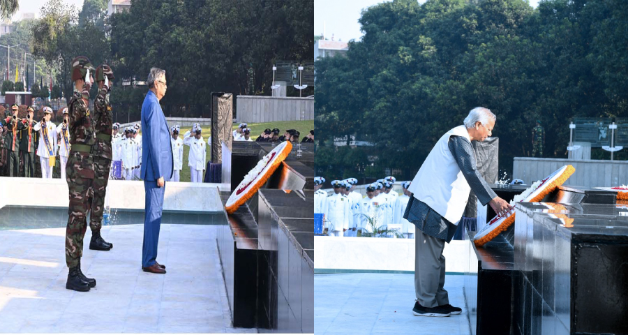 শিখা অনির্বাণে রাষ্ট্রপতি-প্রধান উপদেষ্টার শ্রদ্ধা