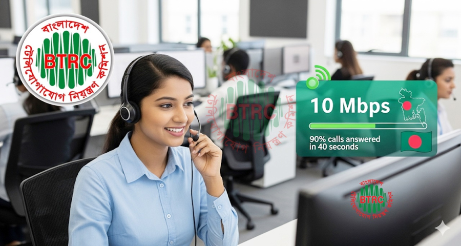 <span style='color:red;font-size:14px;'>বিটিআরসির নতুন নীতি চালু</span><br> ১০ এমবিপিএস সর্বনিম্ন গতি, ৪০ সেকেন্ডে ধরতে হবে কলসেন্টারের ৯০ শতাংশ কল