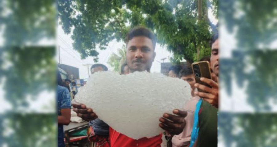বৃষ্টির সঙ্গে পড়ল ১ মণ ওজনের শিলাখণ্ড