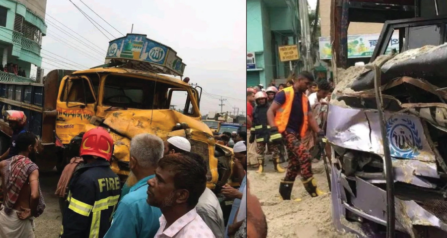 বাস-ট্রাক সংঘর্ষে সুপারভাইজার ও হেলপার নিহত