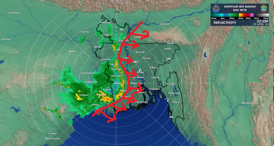 রাতে ঝড়ের সতর্কবার্তা: ১০০ কিমি বেগে কালবৈশাখীর আশঙ্কা