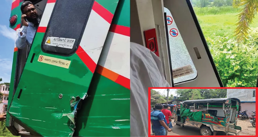 টেম্পোর ধাক্কায় ভেঙে পড়ল পর্যটক এক্সপ্রেসের বগির দরজা