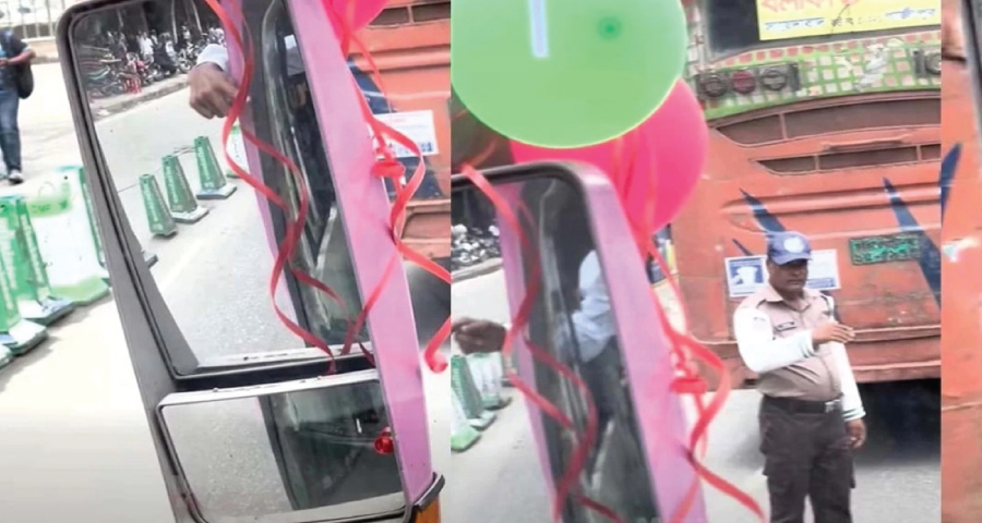 প্রথম দিনেই পিংক বাসে ধাক্কা, জরিমানা বলাকাকে